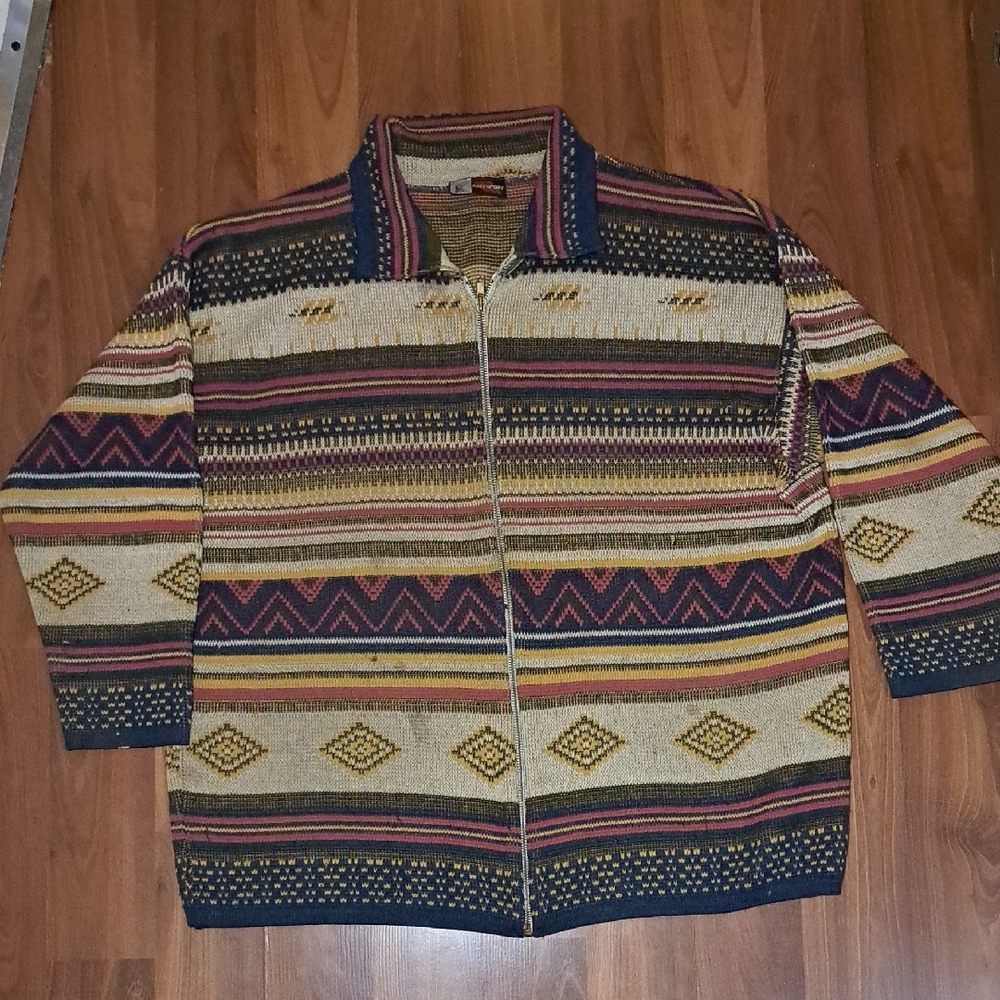 Vintage Katesport Aztec Multicolor Striped Sweater. Defects In Photos